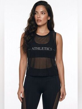 Athletics Sheer Black Mesh Tank Top - Women's Athletic Layering Tank